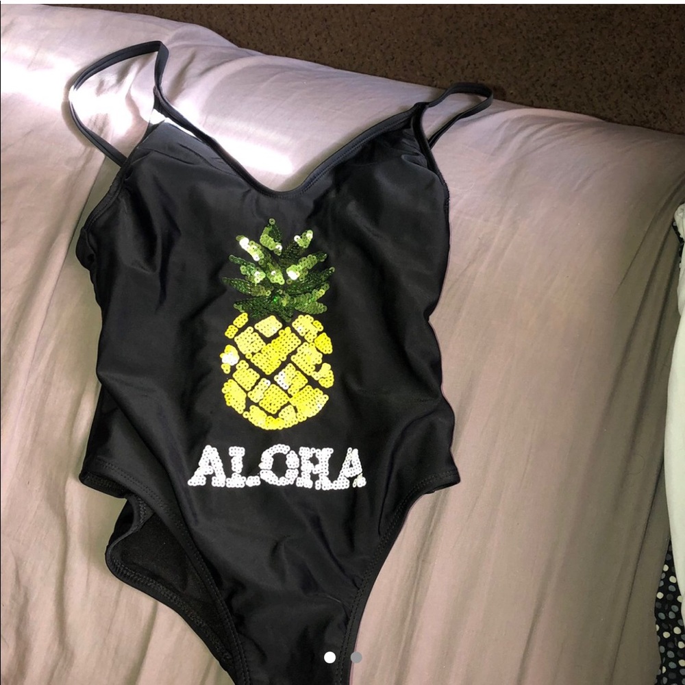Target Black Aloha Cheeky One Piece